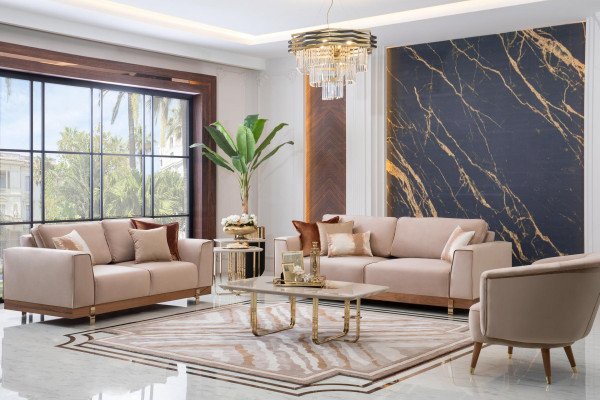 Luxe bankstel 3+2+1 zits fauteuil bank bekleding meubilair ontwerp 3-delig.