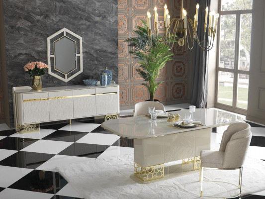 Luxueuze eetkamerset Eettafel met 4x armstoel Eetgroep Eetkamer set Stoelgroep