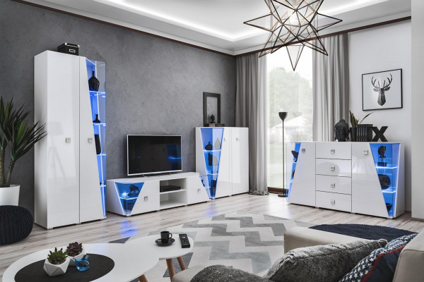 Woonkamer luxe meubelset 3-dlg woonkamerwand designmeubels vitrine hout