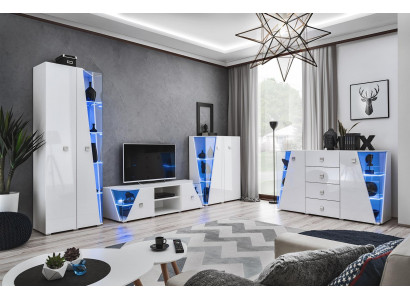 Woonkamer luxe meubelset 3-dlg woonkamerwand designmeubels vitrine hout
