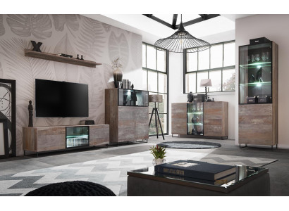 Ontwerp woonkamer tv-standaard 2x vitrine rtv lowboard inrichting set 5-delig