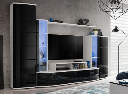 Zwart woonkamermuur woonkamer luxe set vitrine tv-standaard houten meubels nieuw