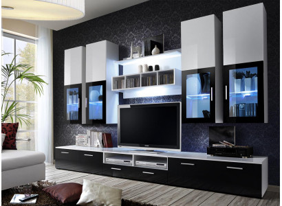 Modern design woonwand houten muurrekken compleet tv-meubel inrichting