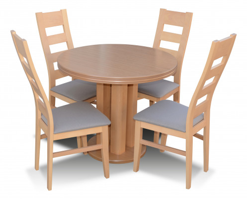 Klassieke ronde tafel van houten design eetkamertafel met 4 stoelen.