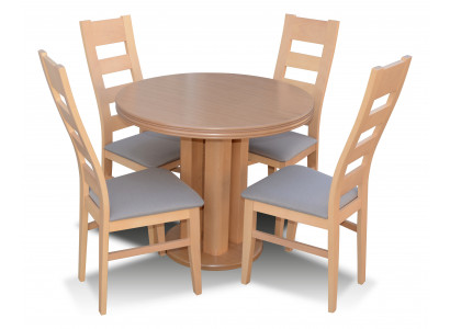 Klassieke ronde tafel van houten design eetkamertafel met 4 stoelen.