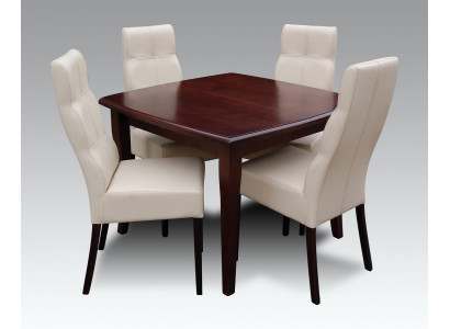 Luxe eetkamerset, set van 5 stuks, bruin houten meubilair, 4 stoelen, tafel, moderne stijl, nieuw.