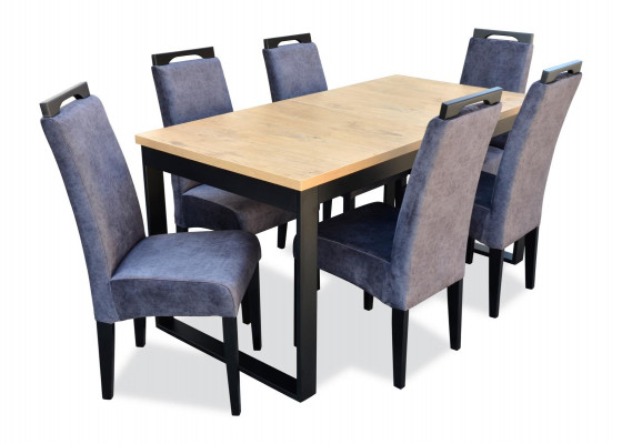 Klassieke eetkamerset Rechthoekige tafel 6 stoelen Armstoel Groep set 7-delig.