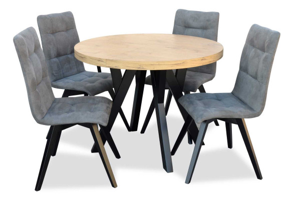 Complete ronde eettafel 4x stoelen eetkamer set eetgroep hout 5-delig