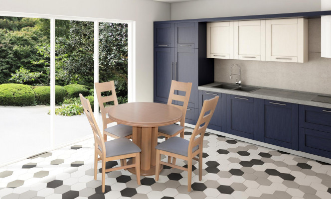 Eettafel 4 x stoelen eetkamerset eetgroep houten tafel 5-delige set meubilair.