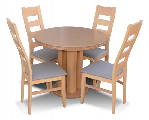 Eettafel 4 x stoelen eetkamerset eetgroep houten tafel 5-delige set meubilair.