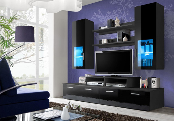 Woonwand hout stijl modern luxe woonkamer meubels wandkast compleet