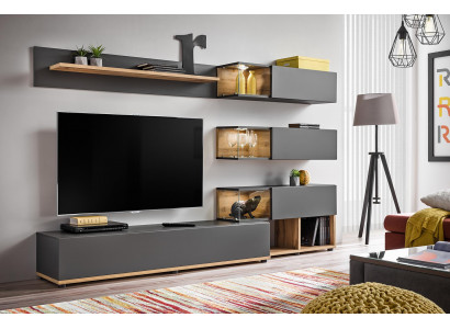 Luxe wandmeubel wandplank plank woonkamer tv-standaard modern hout designer