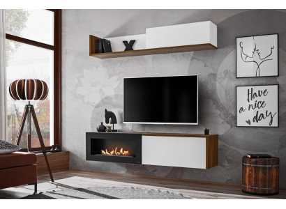 Woonkamer tv-standaard met open haard wandmeubel wandplank houten meubels nieuw  Woonkamer tv-standaard met open haard wandmeubel wandplank houten meubels nieuw