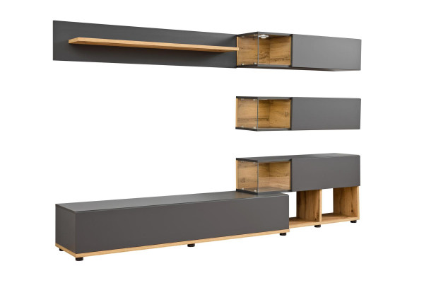 Luxe wandmeubel wandplank plank woonkamer tv-standaard modern hout designer