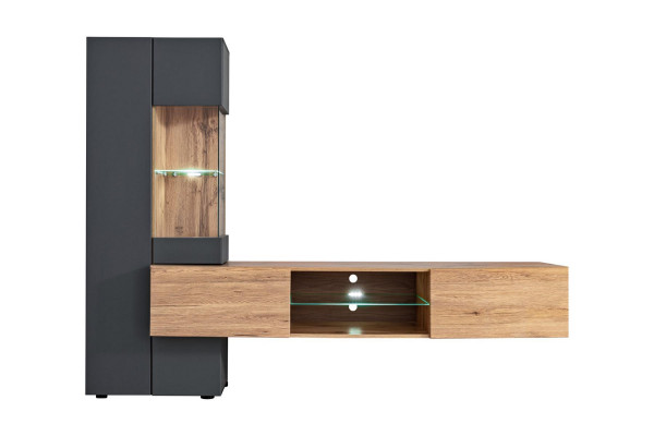 Grijze complete woonwand luxe design rek woonkamer nieuwe inrichting