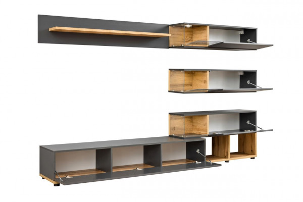 Luxe wandmeubel wandplank plank woonkamer tv-standaard modern hout designer