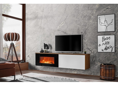 Moderne tv-standaard met open haard, luxueuze woonkamer nieuw design meubels van hout.