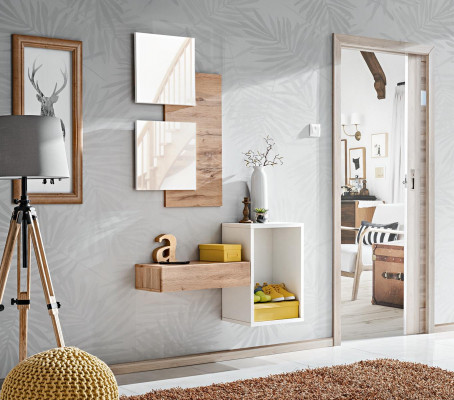 Gang kapstok meubels moderne design muur inrichting hout nieuw hal