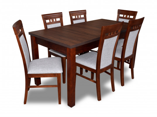 Klassieke designer eetkamerset houten tafel + 6 stoelen stoelset