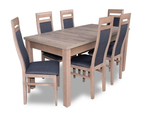 Rechthoekige eettafel 6 stoelen stoelset houten tafels eetset 7-delige