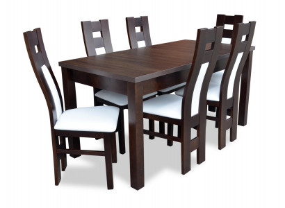 Compleet set eettafel 6x stoelen eetkamer eetgroep houten tafels 7-delig massief hout
