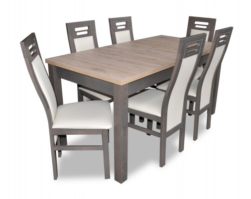 Echt houten leunstoel meubels houten tafel zitkamer eetkamer 6x stoelen 7-delige set garnituur