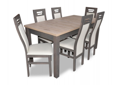 Echt houten leunstoel meubels houten tafel zitkamer eetkamer 6x stoelen 7-delige set garnituur