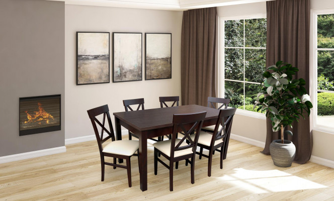 Compleet set eettafel 6x stoelen eetkamer eetgroep stenen garnituur tafels 7-delig