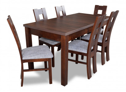 Designermeubels houten tafel zit eetkamer 6x stoelen 7-delige set meubelset echt hout