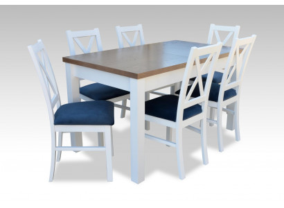 Eettafel set Tafel 6x stoelen Stoel Eetkamer set Tafel Hout Textiel 7-delig
