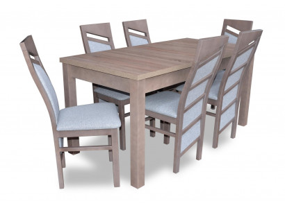 Set Eettafel 6x Stoelen Leunstoel Set Tafels Eetkamergroep 7 delig Hout