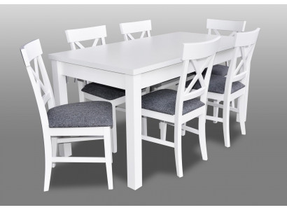 Modern Antiek Stijl Eetkamer Set Hout Metaal Tafel Eetkamerstoel 6x Stoelen Stoel