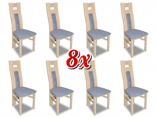 Garnituur Compleet 8x Designer Stoel Set Eetkamer Leuning Beklede Zit Stoelen Stof