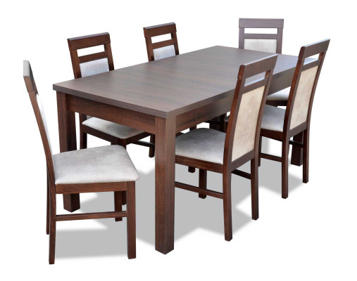 Eettafel + 6x Stoelen Eetkamer Set Designer Hout Klassieke Set