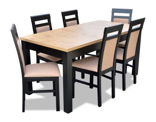 Eettafel + 6x Stoelen Eetkamer Set Designer Hout Klassieke Set