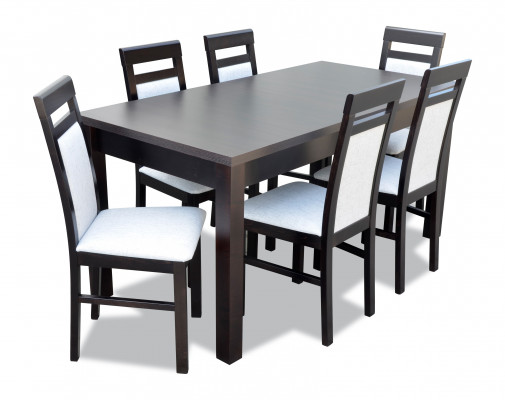 Eettafel + 6x Stoelen Eetkamer Set Designer Hout Klassieke Set