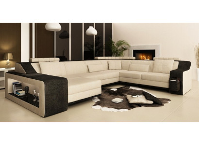 Moderne woonlandschap stoffering hoekbank sofa bank hoekopstelling textiel
