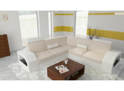 Designer Sofa Couch Ecksofa Leder Textil Polster Garnitur Wohnlandschaft L Form