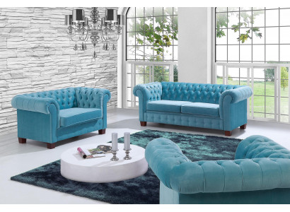Chesterfield 2+1+1 Sofaset Bankstel Bekleding Zit Combinatie Sofa Banken