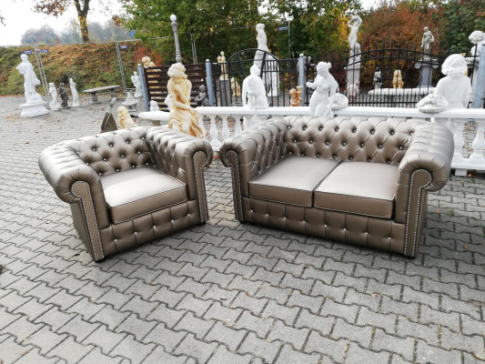 Designer Chesterfield bankstel sofa bank 2+1 bekleding zitting set goud