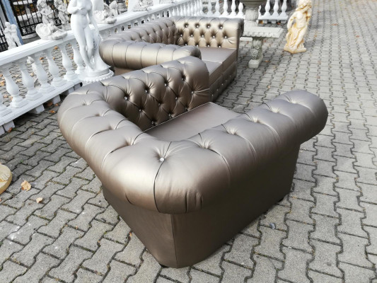 Designer Chesterfield bankstel sofa bank 2+1 bekleding zitting set goud