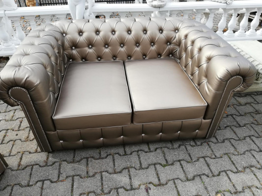 Designer Chesterfield bankstel sofa bank 2+1 bekleding zitting set goud