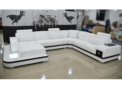 Design lederen sofa moderne bekleding leren hoekbank couch textiel woonlandschap