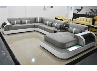 Lederen sofa Sofa Moderne bekleding Lederen designhoekbank Bank Stof woonlandschap