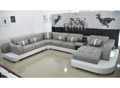 Ledersofa Sofa Modern Lederen Design Hoekbank Bank Textiel Bekleding Woonlandschap