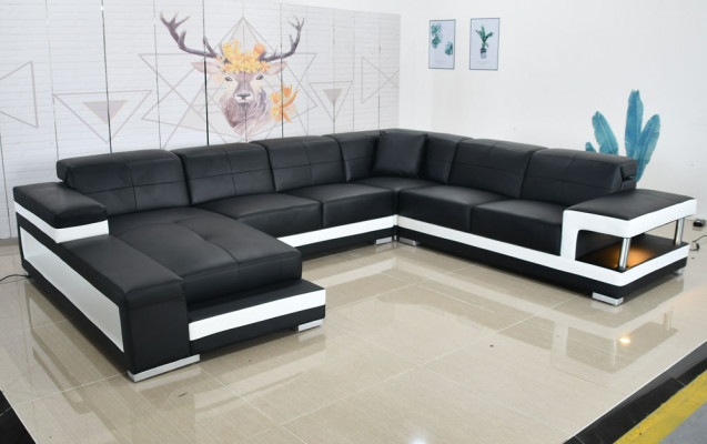Leren bank Sofa Modern Bekleding Leer Design Hoekbank Bank Stof Woonlandschap