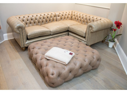Leerbank hoekbank bank bank gestoffeerde Chesterfield hoekbank set hoek nieuw