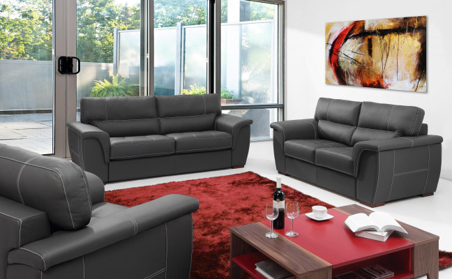 Lederen design bank bekleding zit garnituur sofa garnituren 2+1 lederen set