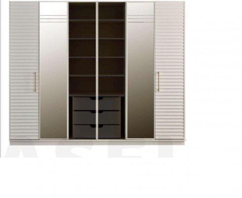 Ontwerpgarderobe met spiegel, slaapkamer luxe meubel kast.