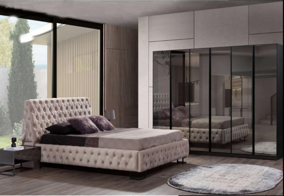Luxe slaapkamerset designer meubels luxe bed houten kledingkast